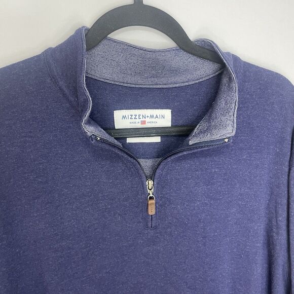 Mizzen+Main Sweater Men 2XL Blue 1/4 Zip Trim Fit Pullover Casual Golf‎ XXL - Picture 6 of 11
